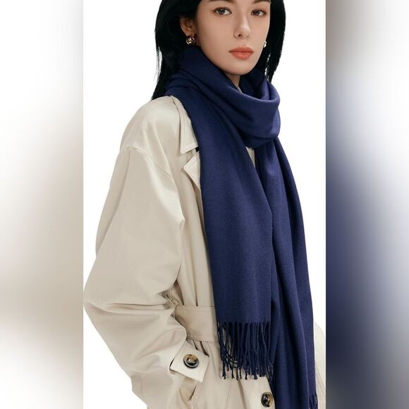 🩵NWOT Blue Lightweight Pashmina Wrap/Shawl/Scarf - Picture 4 of 12